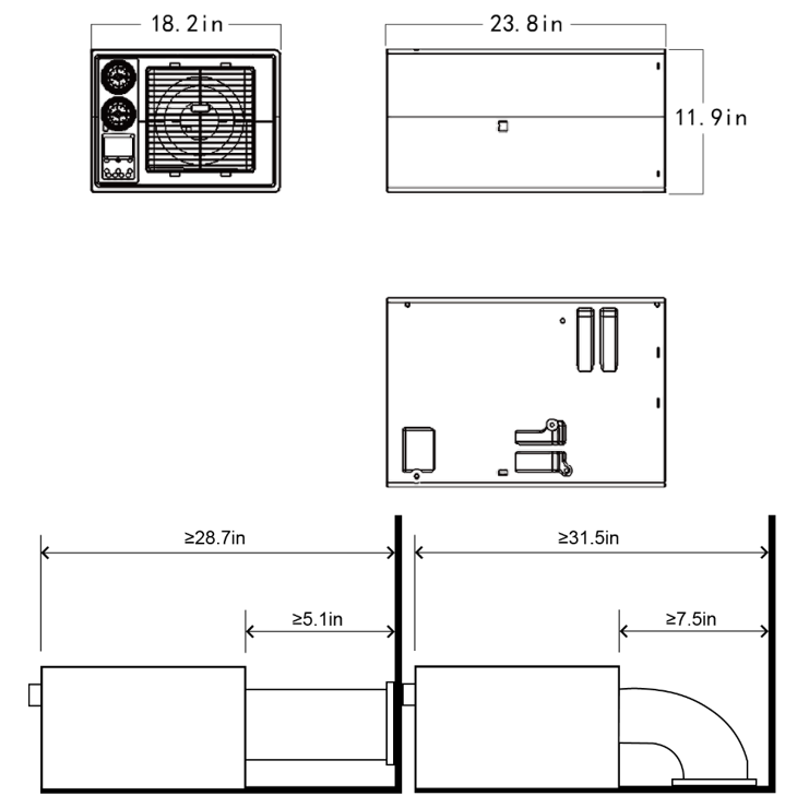 12/24/48V VELIT 2000U Under-Bench Off Grid Air Conditioner