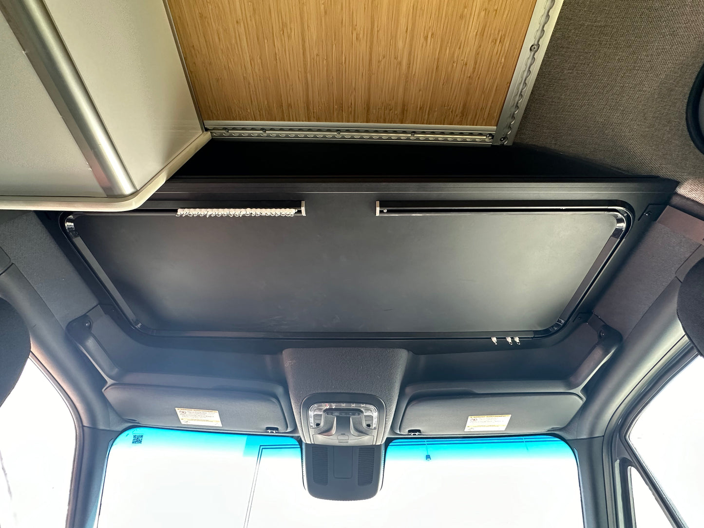 Aluminum Headliner Shelf for Sprinter | Built-in Curtain Rails