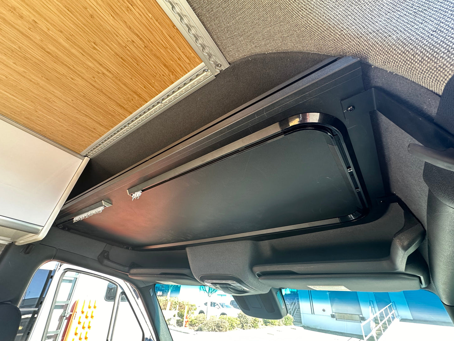 Aluminum Headliner Shelf for Sprinter | Built-in Curtain Rails